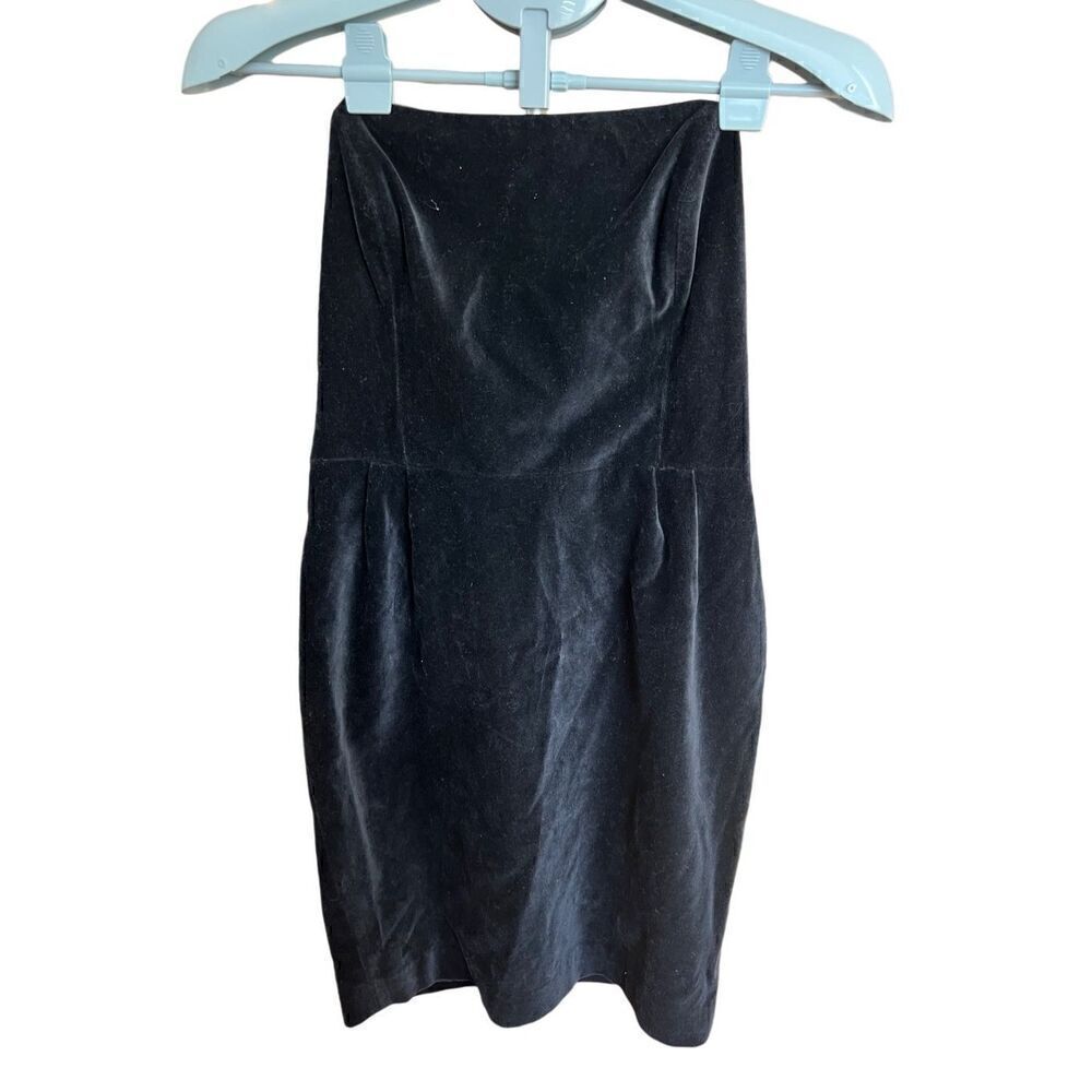 Club Monaco strapless black velvet open back dress sz 8